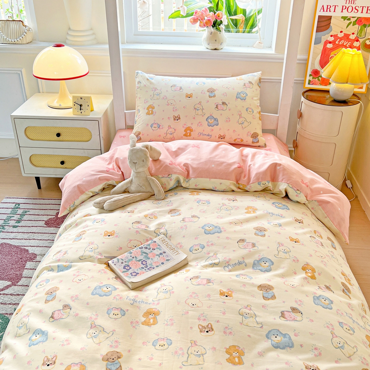 91家纺网 家纺一手货源 找家纺 （总）西引力 2025新款全棉印花学生宿舍三件套四件套