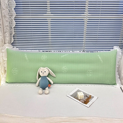 芯宜佳 2025年新款冰豆豆花边双人长枕套 山茶花-绿