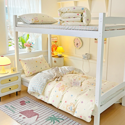 西引力 2025新款全棉印花学生宿舍三件套四件套 假日小狗