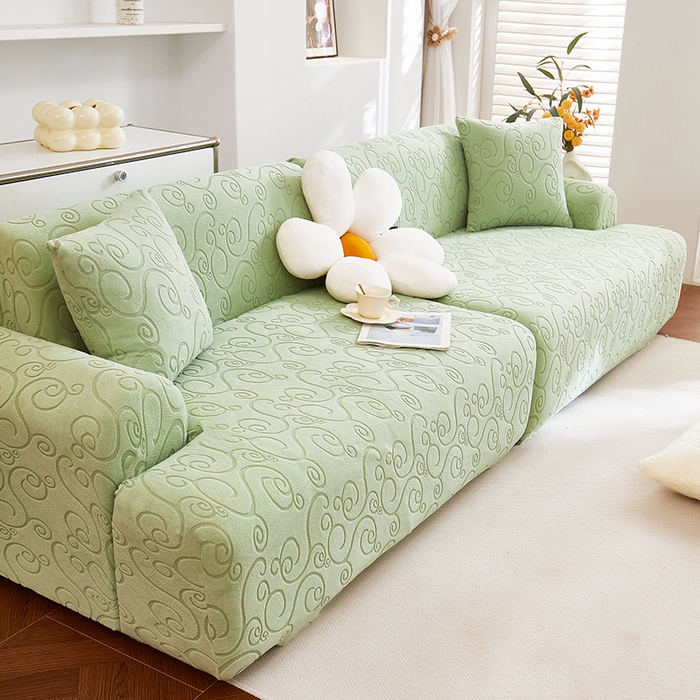 91家纺网 家纺一手货源 找家纺 （总）丝绮鹿 2025新款雕花绒沙发套年华（直排松紧款）