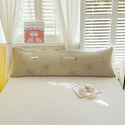 芯宜佳 2025年新款冰豆豆花边双人长枕套 一帆风顺-咖