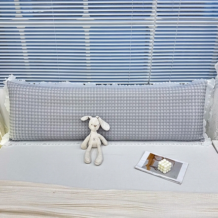 芯宜佳 2025年新款冰豆豆花边双人长枕套 小菱形-灰