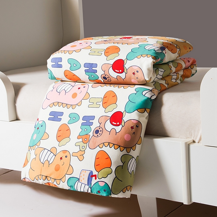 91家纺网 家纺一手货源 找家纺 鑫田家纺 婴幼儿蚕丝被100%桑蚕丝长丝全棉卡通幼儿园被芯夏被春秋被冬被  吃货小恐龙