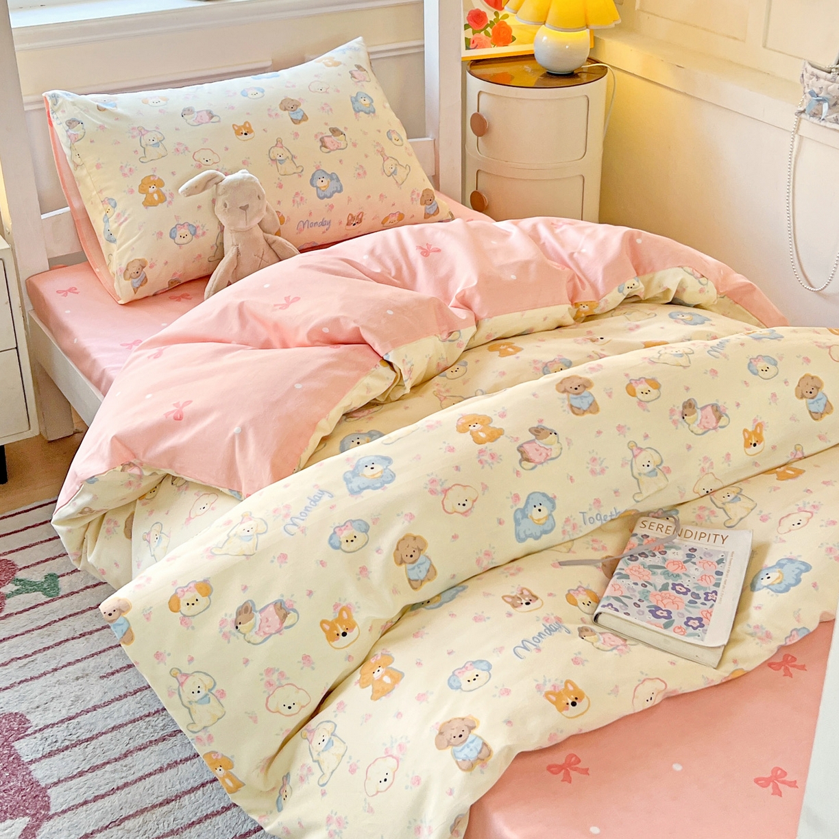 91家纺网 家纺一手货源 找家纺 （总）西引力 2025新款全棉印花学生宿舍三件套四件套