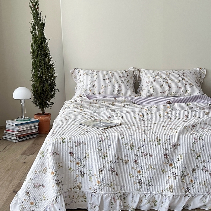 2025新款悠扬床盖三件套 茶枝紫花