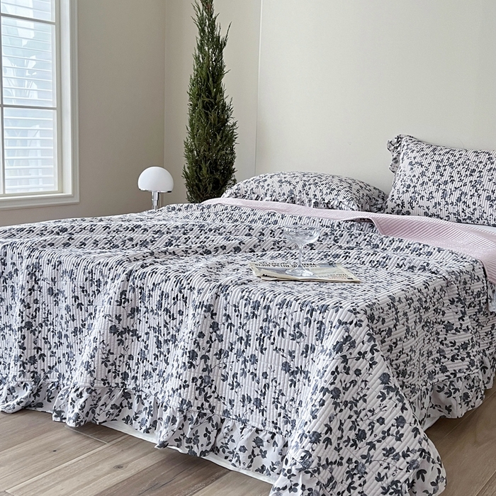 91家纺网 家纺一手货源 找家纺 2025新款悠扬床盖三件套 莫卡顿