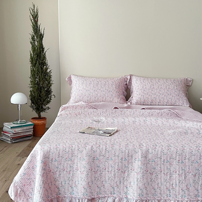 2025新款悠扬床盖三件套 浅知粉