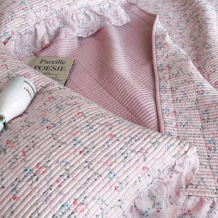 91家纺网 家纺一手货源 找家纺 2025新款悠扬床盖三件套 浅知粉