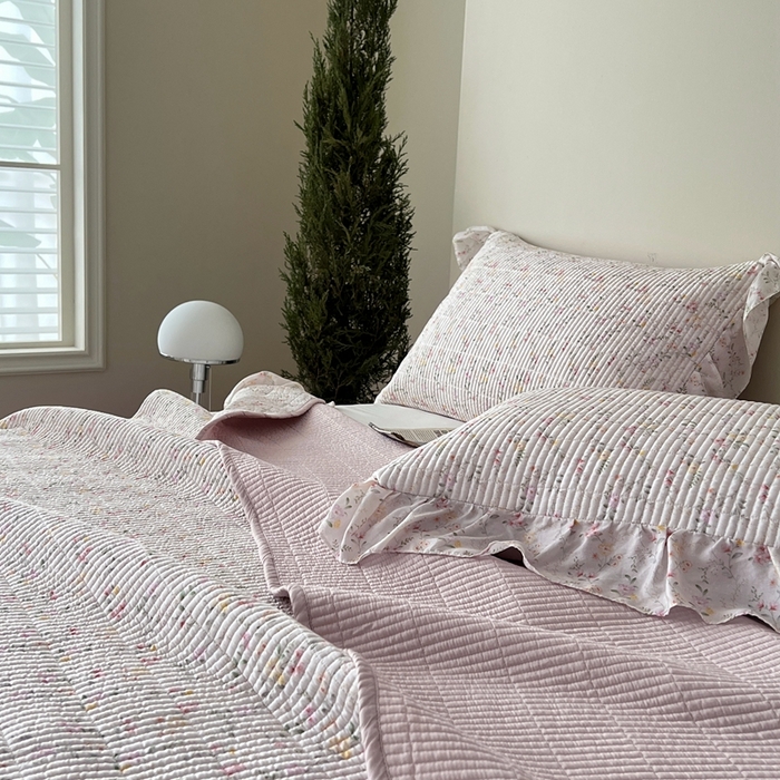 91家纺网 家纺一手货源 找家纺 2025新款悠扬床盖三件套 浅知玉