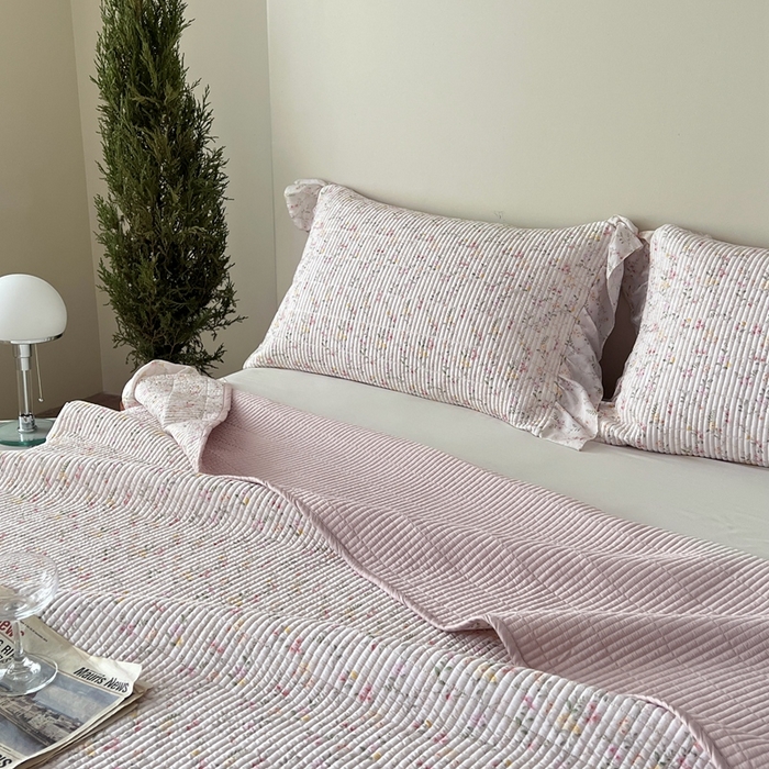 91家纺网 家纺一手货源 找家纺 2025新款悠扬床盖三件套 浅知玉