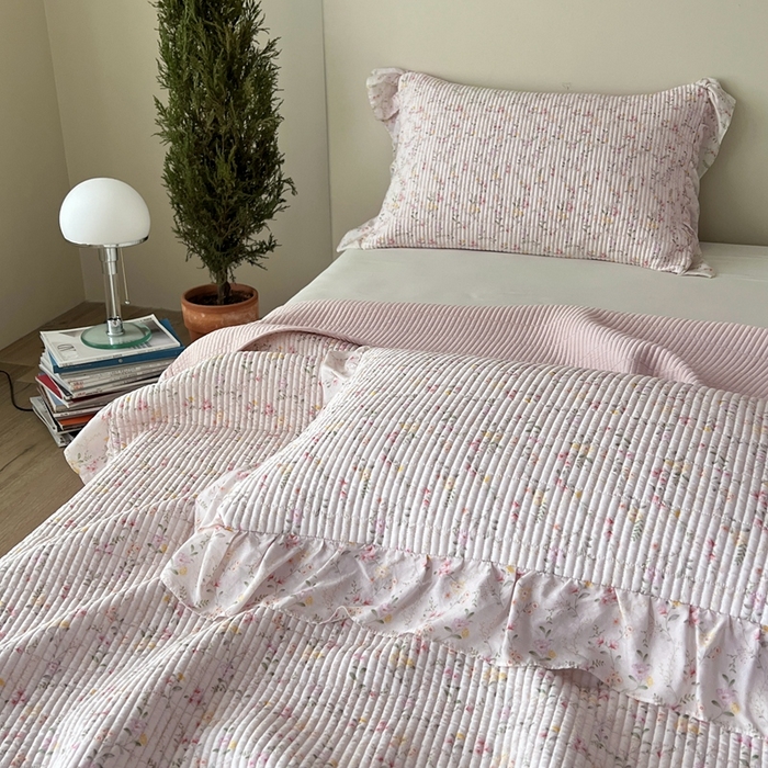 91家纺网 家纺一手货源 找家纺 2025新款悠扬床盖三件套 浅知玉