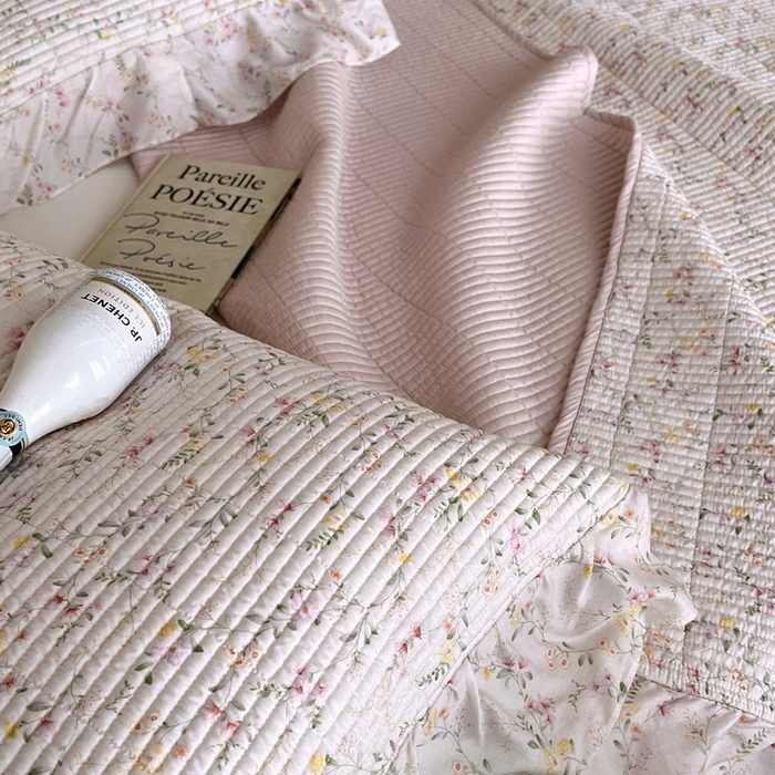 91家纺网 家纺一手货源 找家纺 2025新款悠扬床盖三件套 浅知玉