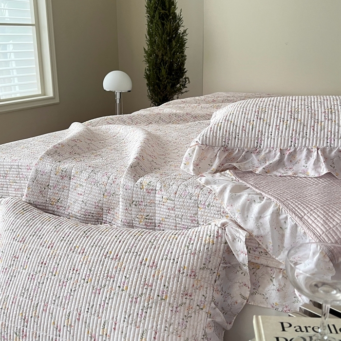 91家纺网 家纺一手货源 找家纺 2025新款悠扬床盖三件套 浅知玉