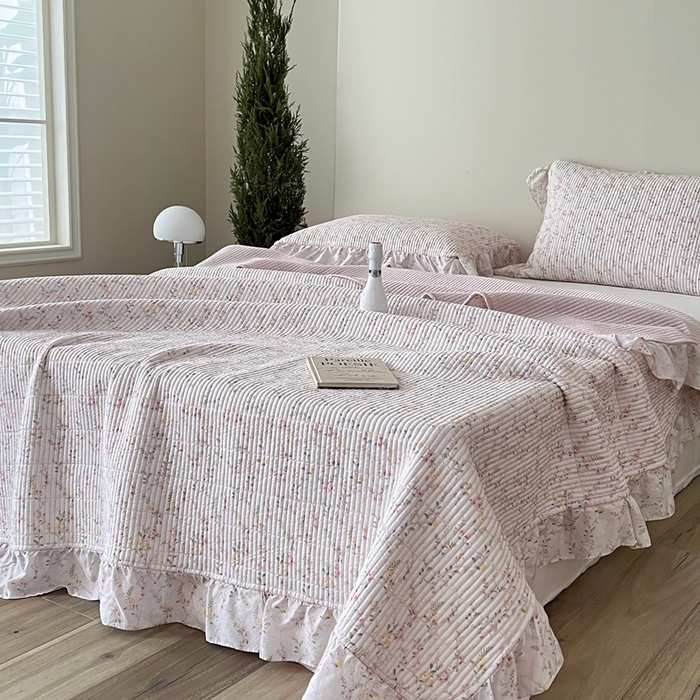 91家纺网 家纺一手货源 找家纺 2025新款悠扬床盖三件套 浅知玉