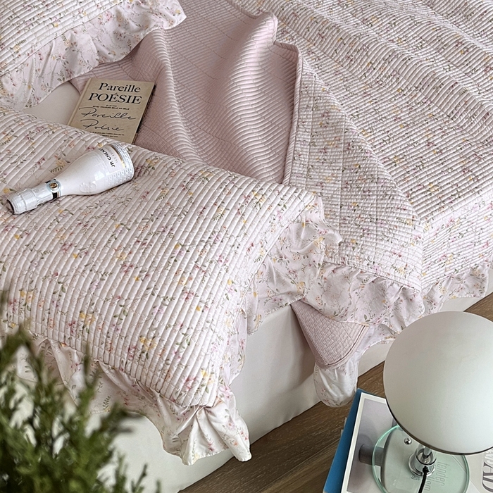 91家纺网 家纺一手货源 找家纺 2025新款悠扬床盖三件套 浅知玉