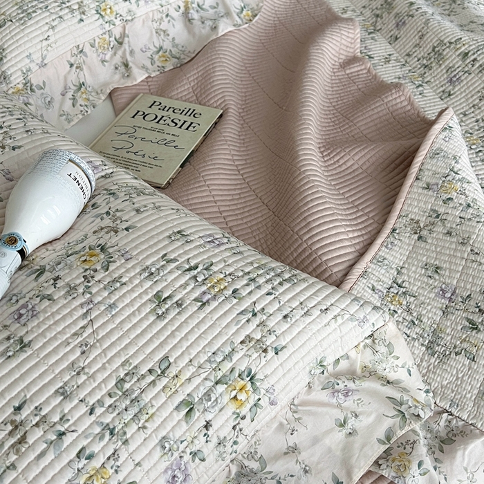 91家纺网 家纺一手货源 找家纺 2025新款悠扬床盖三件套 森语绿花