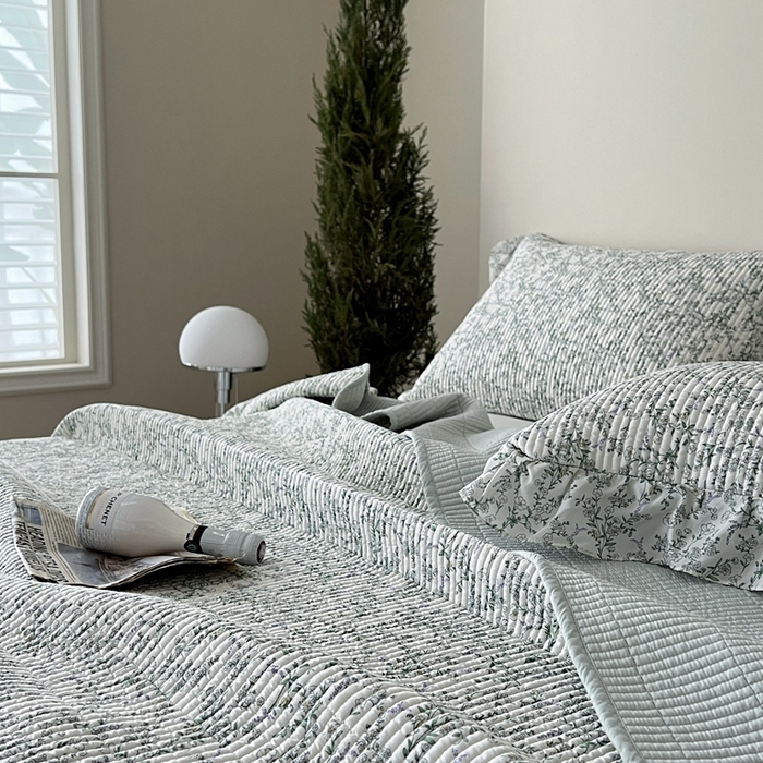 91家纺网 家纺一手货源 找家纺 2025新款悠扬床盖三件套 山茶花