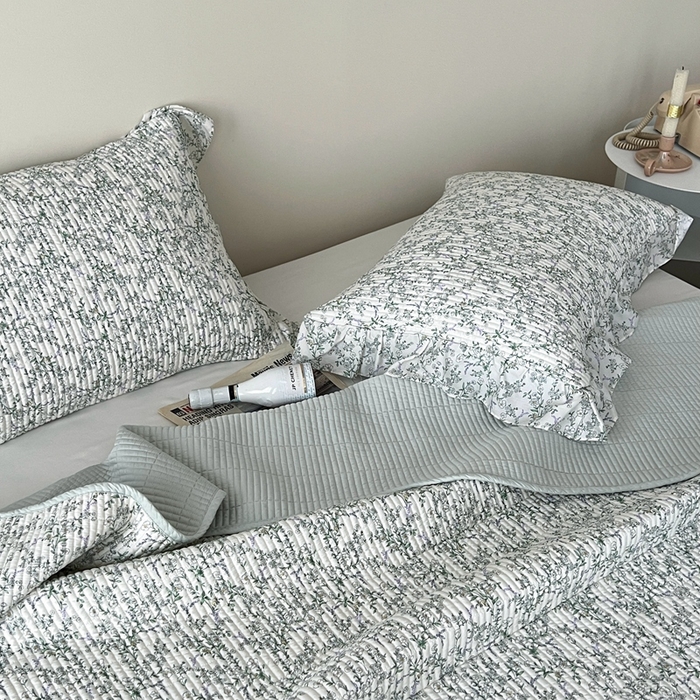 91家纺网 家纺一手货源 找家纺 2025新款悠扬床盖三件套 山茶花