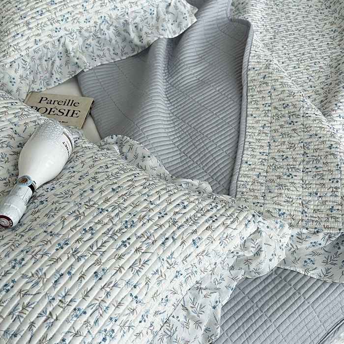 91家纺网 家纺一手货源 找家纺 2025新款悠扬床盖三件套 四叶青