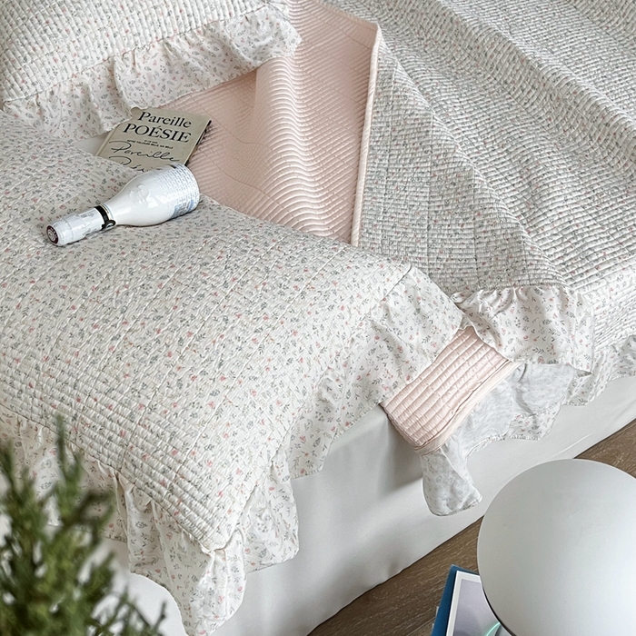 91家纺网 家纺一手货源 找家纺 2025新款悠扬床盖三件套 夏瑾小花