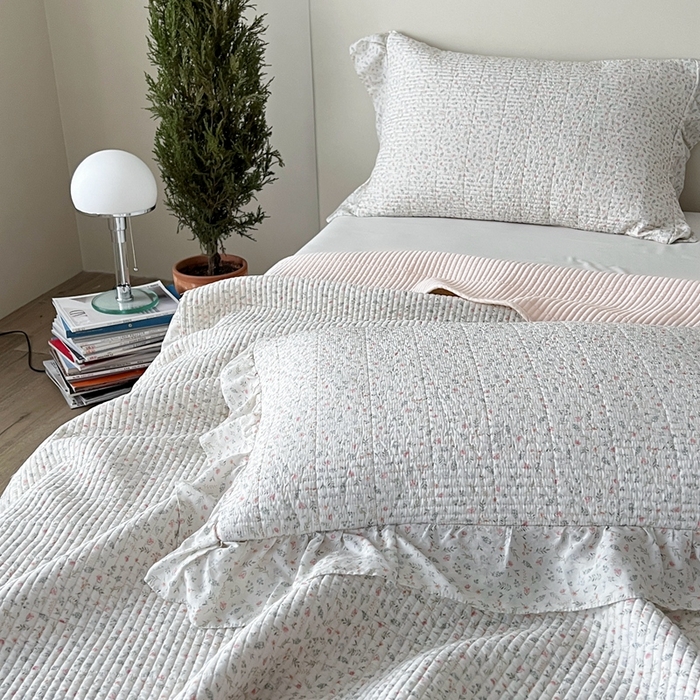 91家纺网 家纺一手货源 找家纺 2025新款悠扬床盖三件套 夏瑾小花