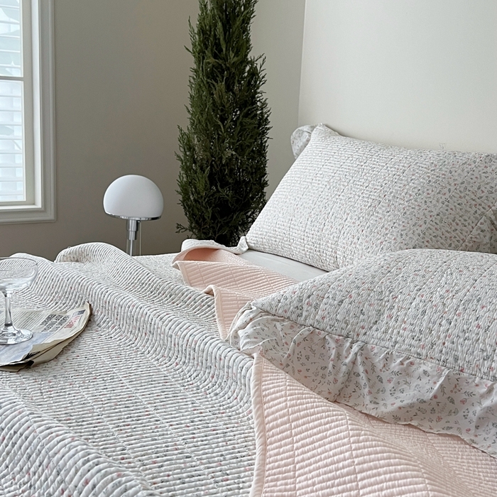 91家纺网 家纺一手货源 找家纺 2025新款悠扬床盖三件套 夏瑾小花