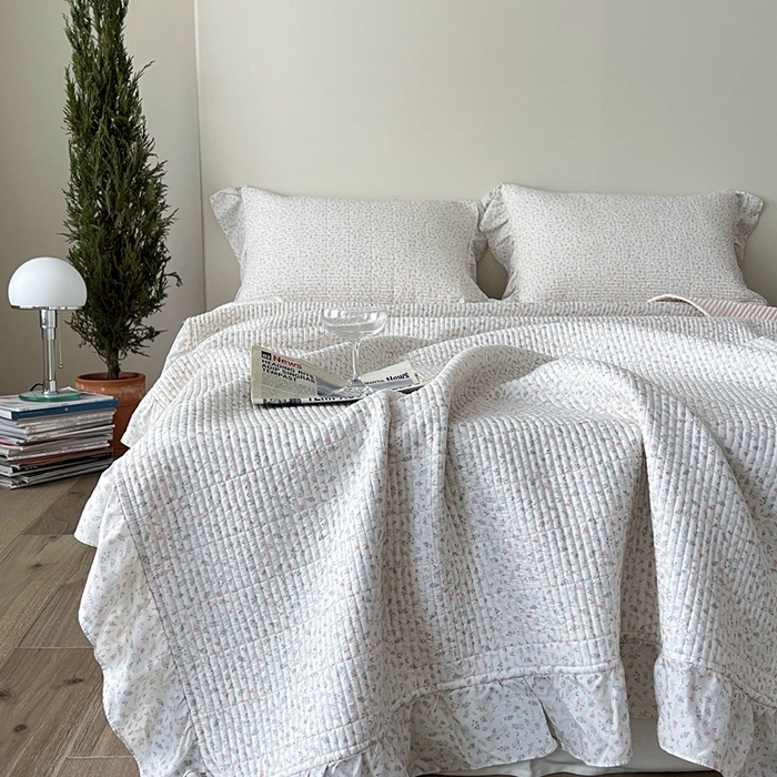 91家纺网 家纺一手货源 找家纺 2025新款悠扬床盖三件套 夏瑾小花