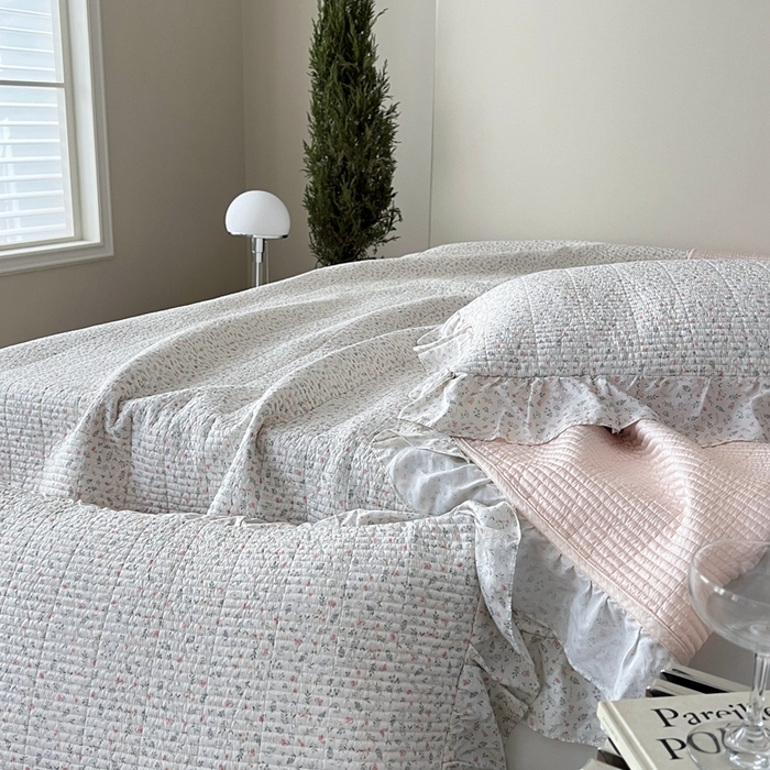 91家纺网 家纺一手货源 找家纺 2025新款悠扬床盖三件套 夏瑾小花