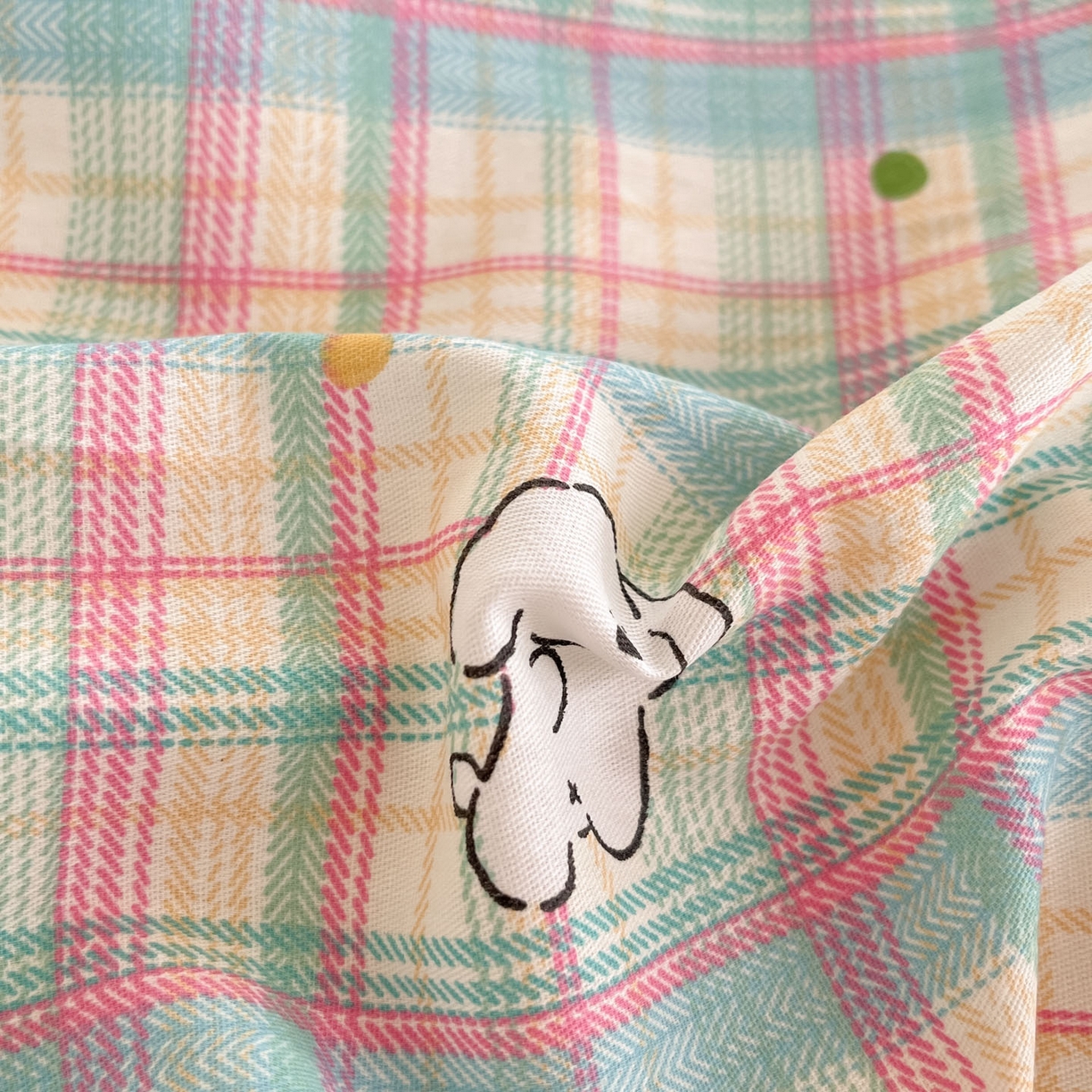 91家纺网 家纺一手货源 找家纺 铭成家纺 2025新款全棉印花学生三件套系列（提供买家秀） 彩虹格小狗