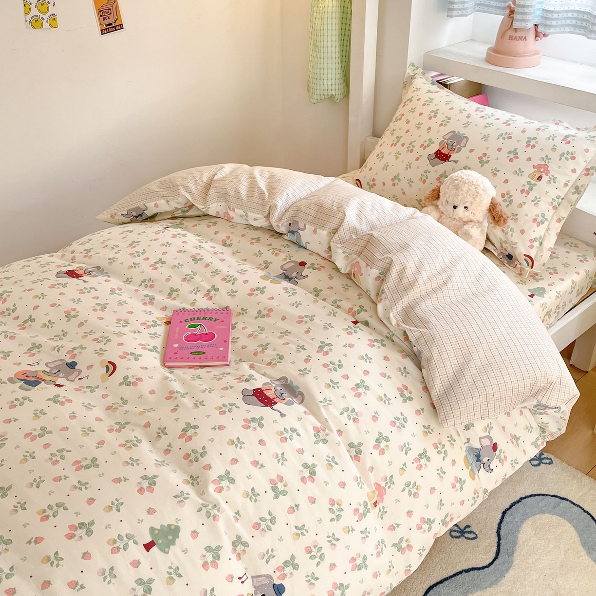 91家纺网 家纺一手货源 找家纺 铭成家纺 2025新款全棉印花学生三件套系列（提供买家秀） 弹唱小象