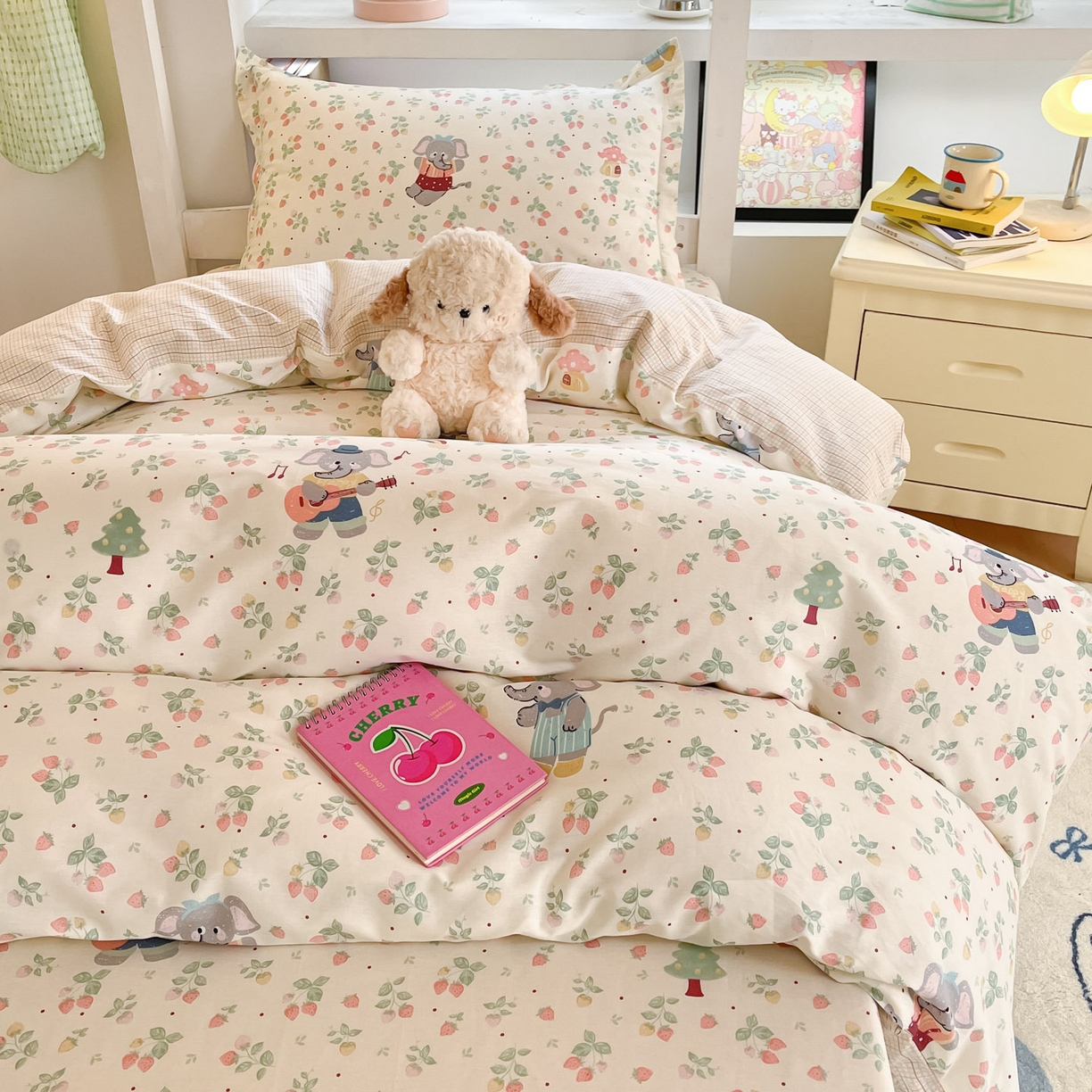 91家纺网 家纺一手货源 找家纺 铭成家纺 2025新款全棉印花学生三件套系列（提供买家秀） 弹唱小象