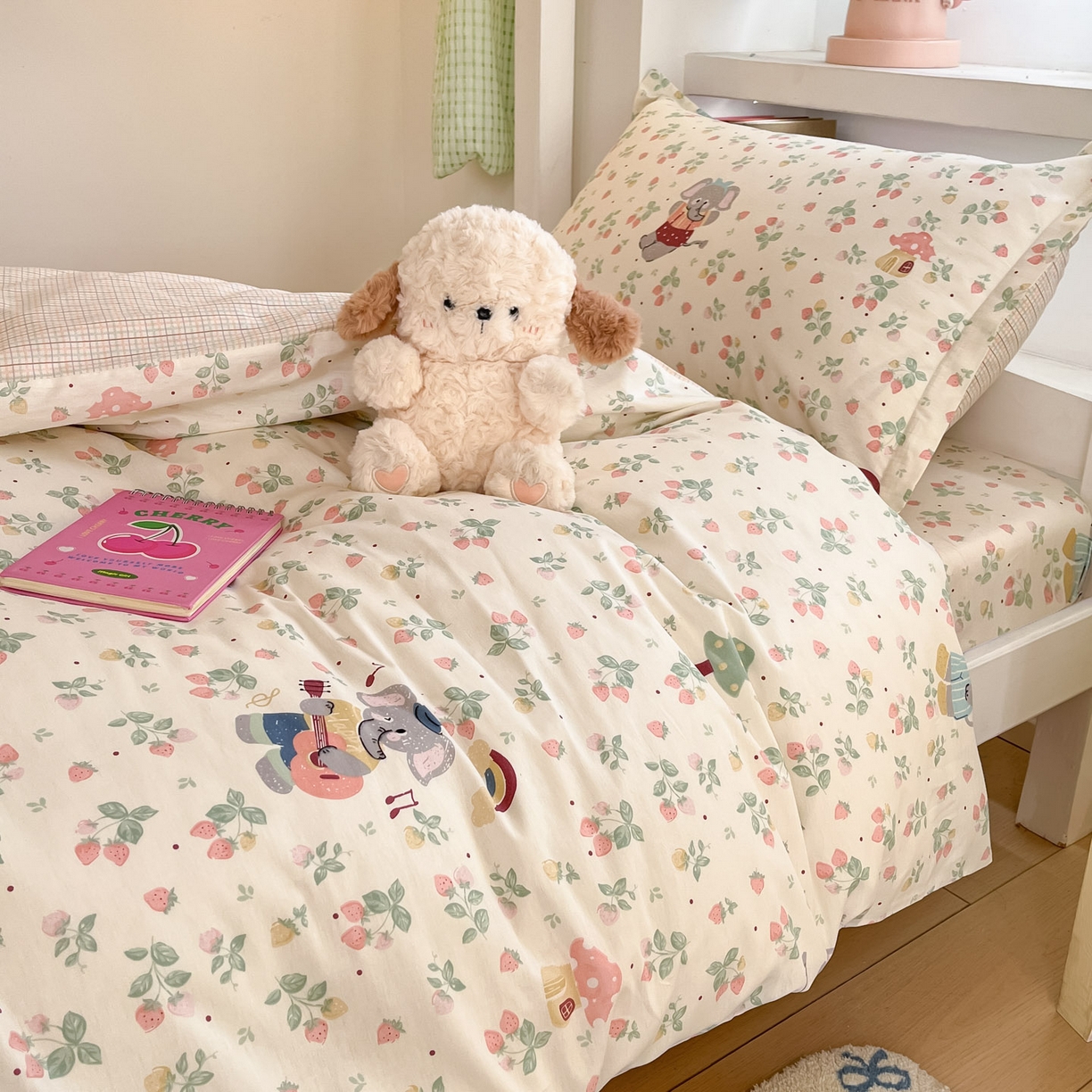 91家纺网 家纺一手货源 找家纺 铭成家纺 2025新款全棉印花学生三件套系列（提供买家秀） 弹唱小象