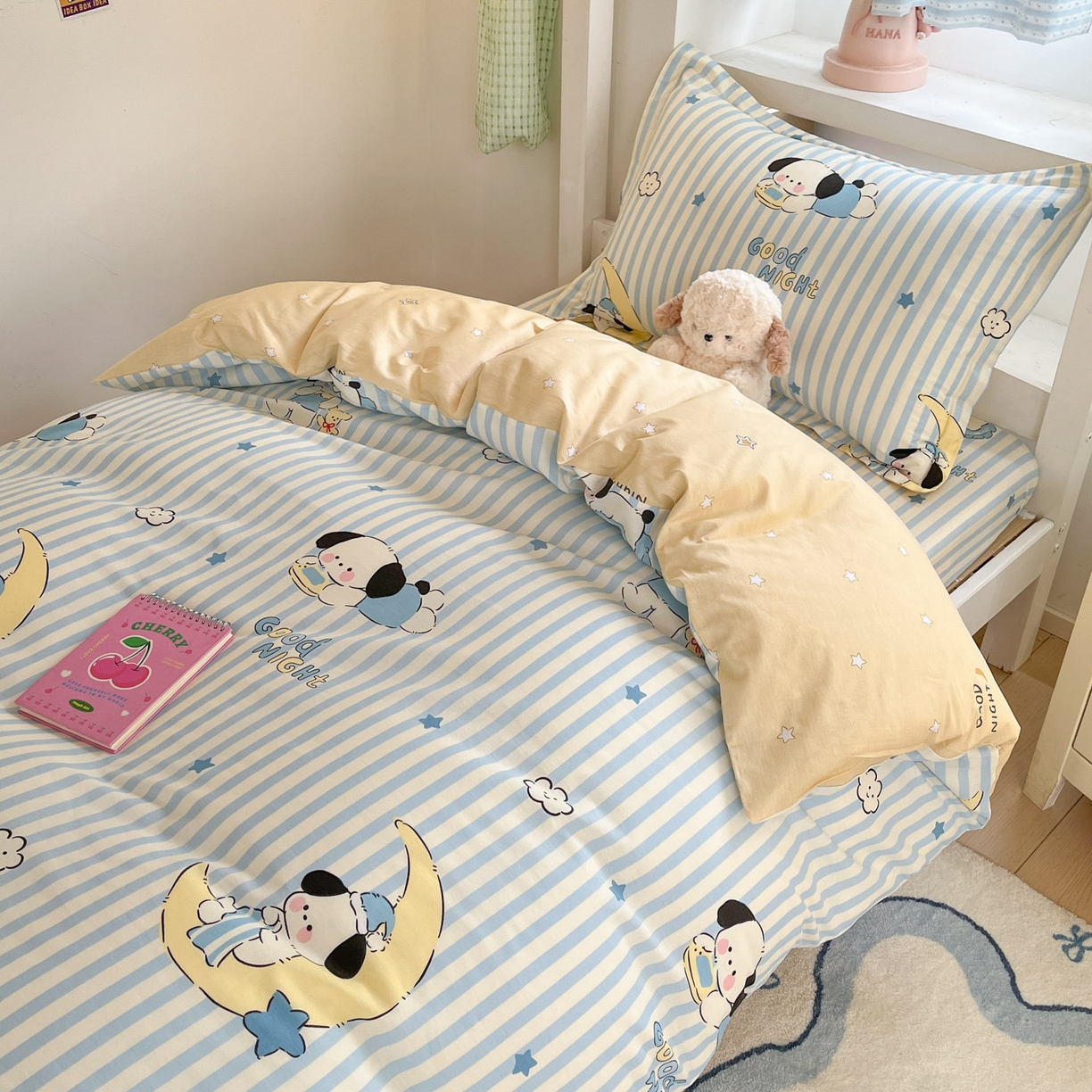 91家纺网 家纺一手货源 找家纺 铭成家纺 2025新款全棉印花学生三件套系列（提供买家秀） 酣睡狗