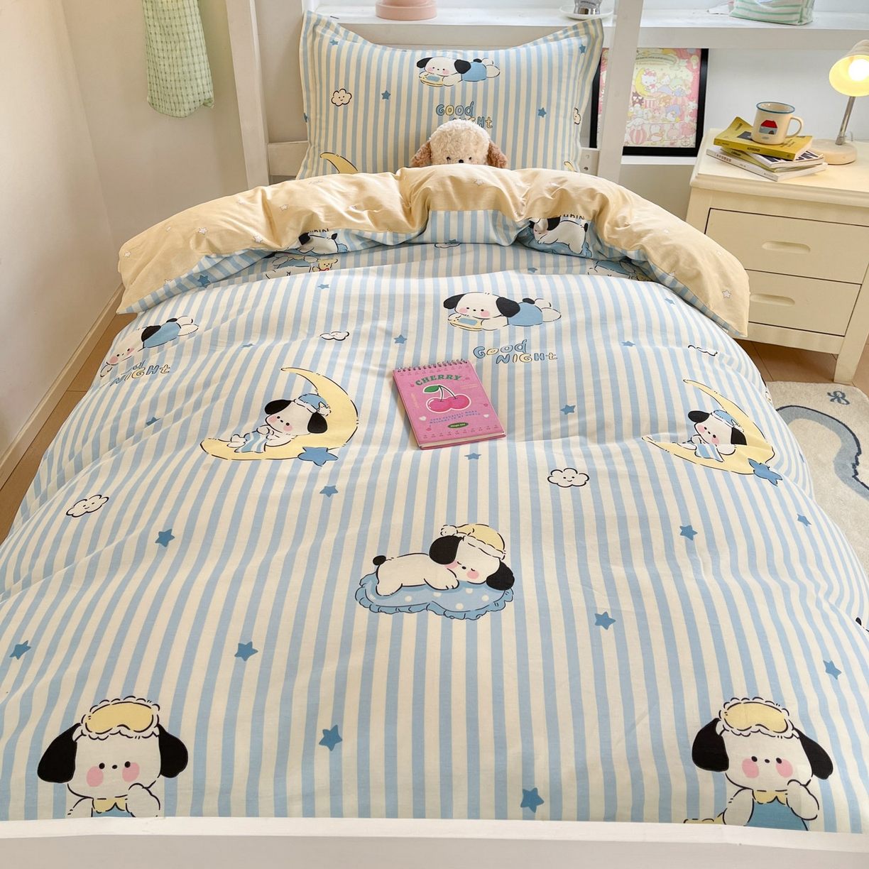 91家纺网 家纺一手货源 找家纺 铭成家纺 2025新款全棉印花学生三件套系列（提供买家秀） 酣睡狗