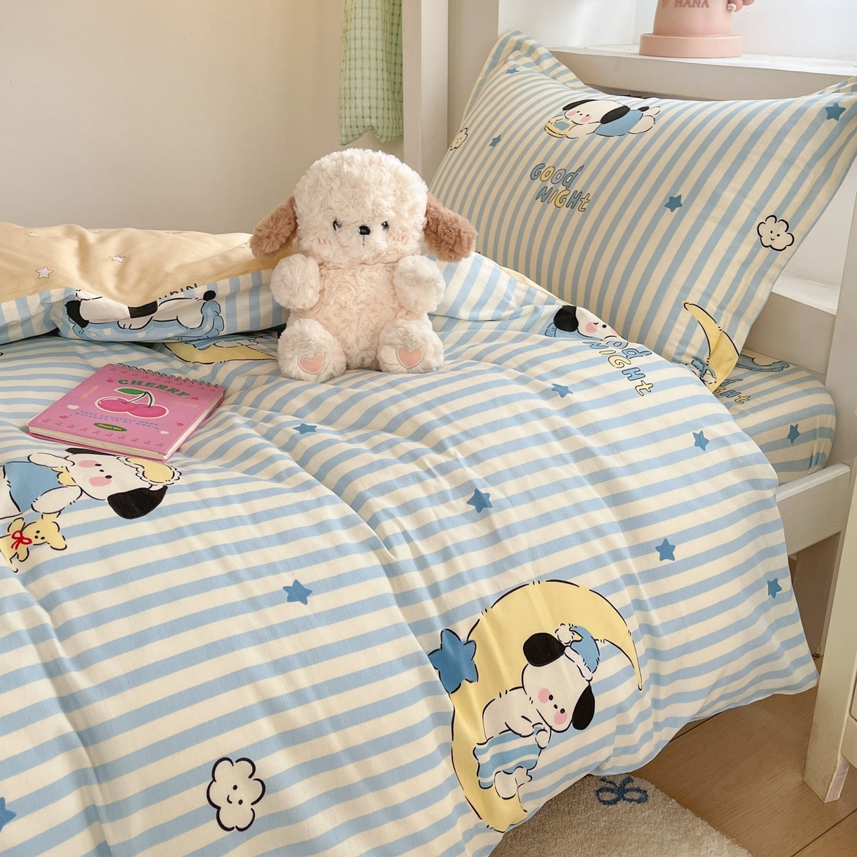 91家纺网 家纺一手货源 找家纺 铭成家纺 2025新款全棉印花学生三件套系列（提供买家秀） 酣睡狗