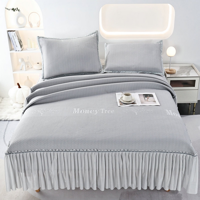 91家纺网 家纺一手货源 找家纺 （总）尚品凤凰2025新款凉感床裙渐变色豆豆席床裙凉席直角席 凉席席子