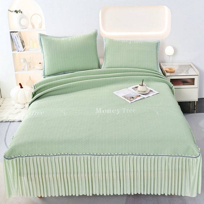 91家纺网 家纺一手货源 找家纺 （总）尚品凤凰2025新款凉感床裙渐变色豆豆席床裙凉席直角席 凉席席子