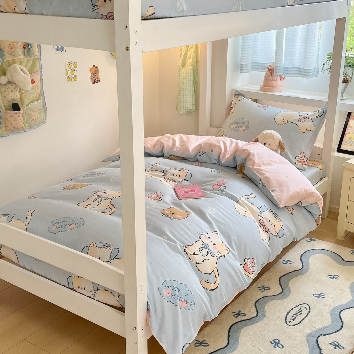 铭成家纺 2025新款全棉印花学生三件套系列（提供买家秀） 可爱小咪