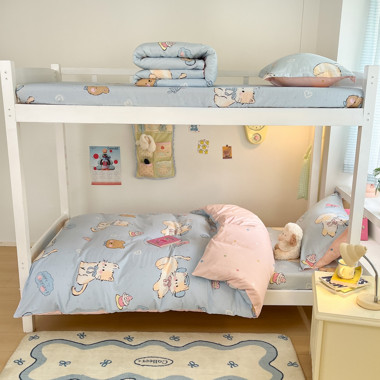 91家纺网 家纺一手货源 找家纺 铭成家纺 2025新款全棉印花学生三件套系列（提供买家秀） 可爱小咪