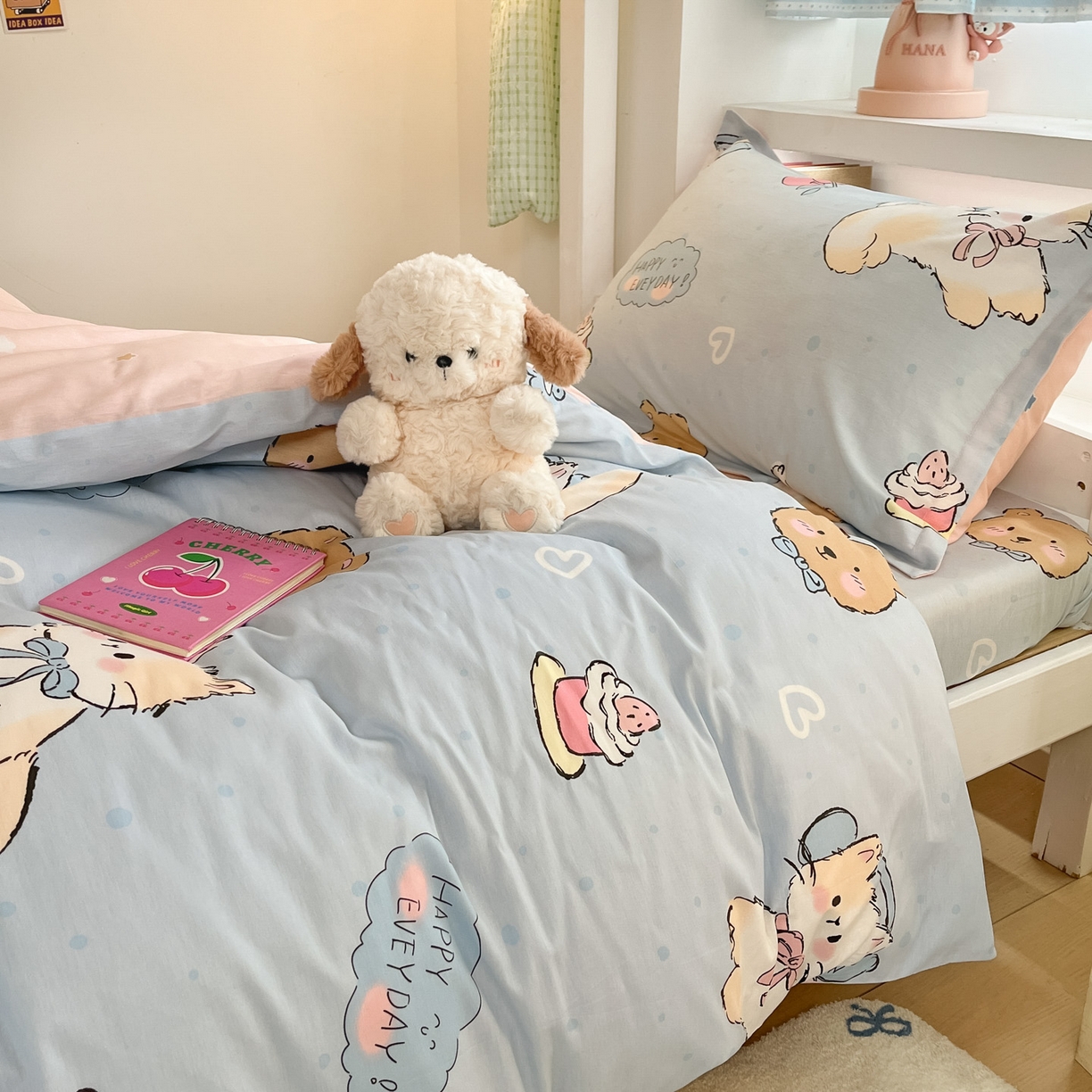 91家纺网 家纺一手货源 找家纺 铭成家纺 2025新款全棉印花学生三件套系列（提供买家秀） 可爱小咪