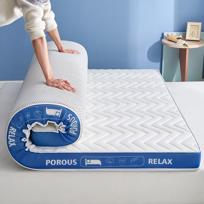 91家纺网 家纺一手货源 找家纺 合纵跨境工厂 2025新款17/25D记忆海绵床垫跨境外贸JIT一件代发TEMU亚马逊希音包过核价立体波浪款 立体波浪-蓝边白 9cm