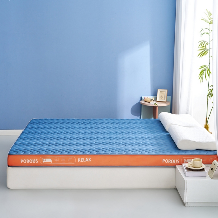 91家纺网 家纺一手货源 找家纺 合纵跨境工厂 2025新款17/25D记忆海绵床垫跨境外贸JIT一件代发TEMU亚马逊希音包过核价立体波浪款 立体波浪-蓝 5cm