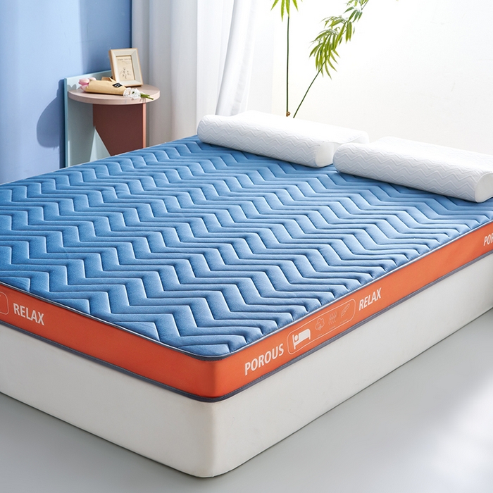 91家纺网 家纺一手货源 找家纺 合纵跨境工厂 2025新款17/25D记忆海绵床垫跨境外贸JIT一件代发TEMU亚马逊希音包过核价立体波浪款 立体波浪-蓝 5cm