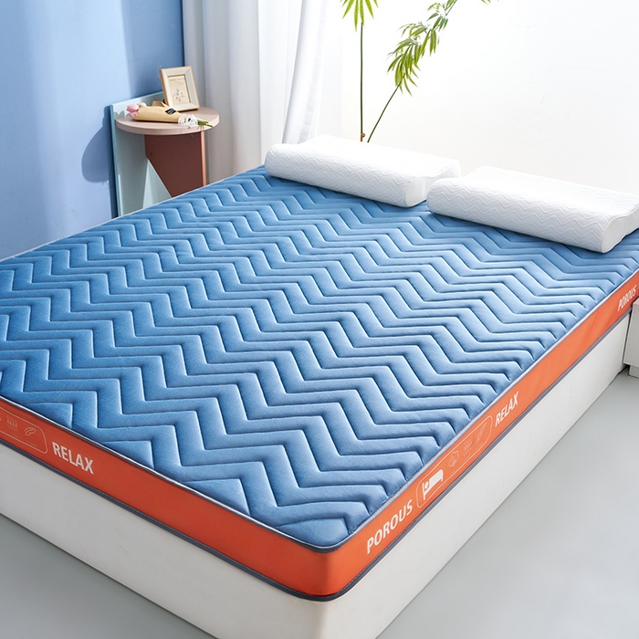 91家纺网 家纺一手货源 找家纺 合纵跨境工厂 2025新款17/25D记忆海绵床垫跨境外贸JIT一件代发TEMU亚马逊希音包过核价立体波浪款 立体波浪-蓝 5cm