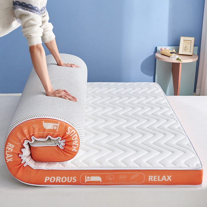 合纵跨境工厂 2025新款17/25D记忆海绵床垫跨境外贸JIT一件代发TEMU亚马逊希音包过核价立体波浪款 立体波浪-橙边白 5cm