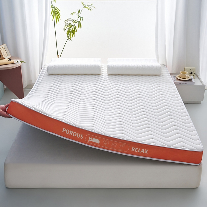 91家纺网 家纺一手货源 找家纺 合纵跨境工厂 2025新款17/25D记忆海绵床垫跨境外贸JIT一件代发TEMU亚马逊希音包过核价立体波浪款 立体波浪-橙边白 5cm