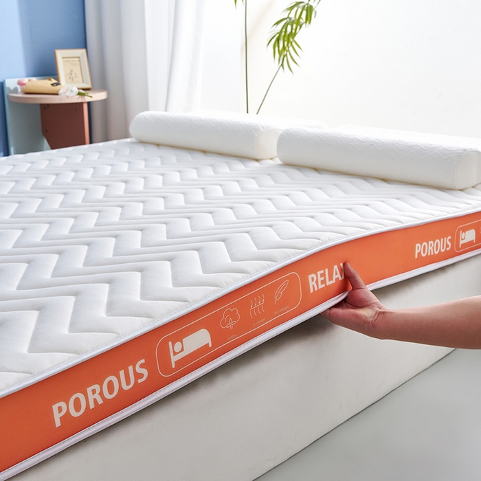 91家纺网 家纺一手货源 找家纺 合纵跨境工厂 2025新款17/25D记忆海绵床垫跨境外贸JIT一件代发TEMU亚马逊希音包过核价立体波浪款 立体波浪-橙边白 5cm