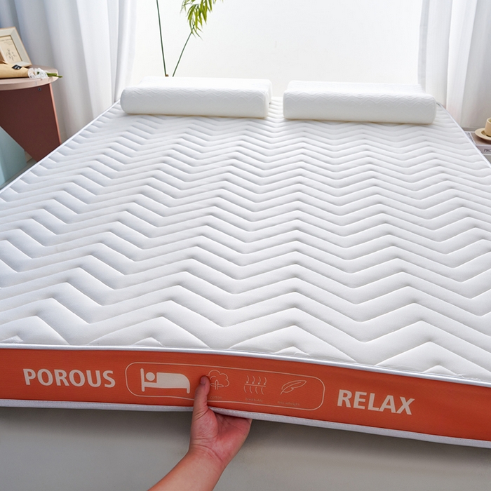 91家纺网 家纺一手货源 找家纺 合纵跨境工厂 2025新款17/25D记忆海绵床垫跨境外贸JIT一件代发TEMU亚马逊希音包过核价立体波浪款 立体波浪-橙边白 5cm