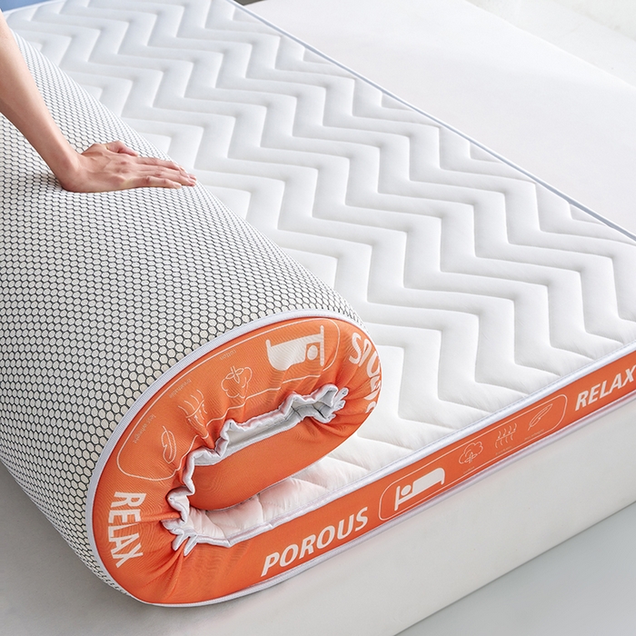 91家纺网 家纺一手货源 找家纺 合纵跨境工厂 2025新款17/25D记忆海绵床垫跨境外贸JIT一件代发TEMU亚马逊希音包过核价立体波浪款 立体波浪-橙边白 5cm