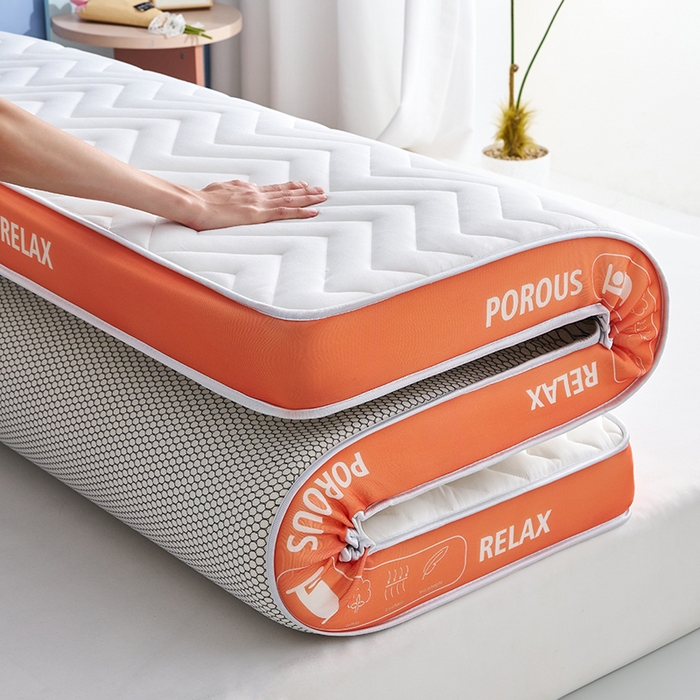 91家纺网 家纺一手货源 找家纺 合纵跨境工厂 2025新款17/25D记忆海绵床垫跨境外贸JIT一件代发TEMU亚马逊希音包过核价立体波浪款 立体波浪-橙边白 5cm